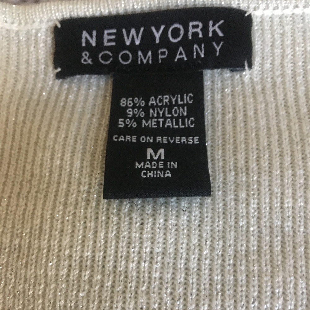 New York & Company pearl/metallic long sleeve v-ne